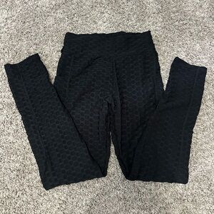 Black Textured Leggings